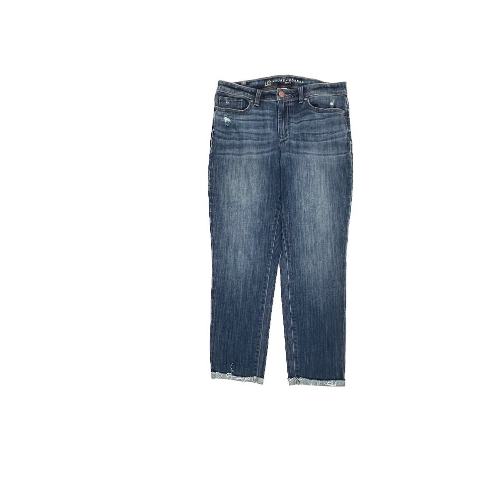 LC Lauren Conrad Skinny Distressed Cuffed Raw Hem Women's size 10 Blue Jeans